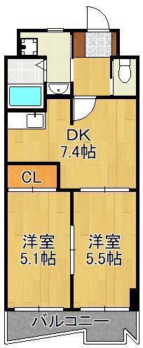 S-FORT小倉(2DK/5階)の間取り写真