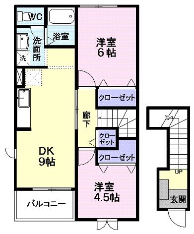 アンジュ グラース(2DK/2階)の間取り写真