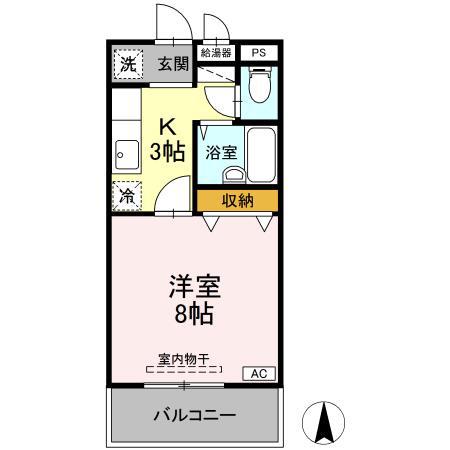 グリーンヒル21(1K/3階)の間取り写真