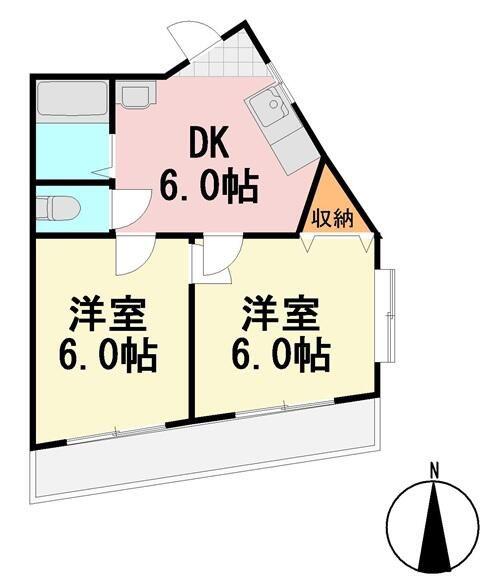 コーポツーエイト(2DK/4階)の間取り写真