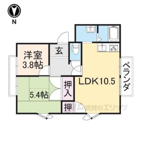 アーバンパレス1番館(2LDK/1階)の間取り写真