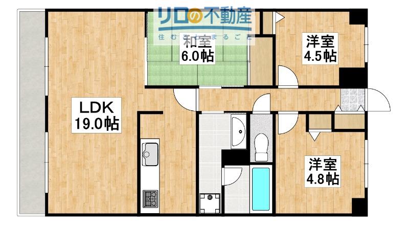 第二寿楽アビタシオン(3LDK/3階)の間取り写真
