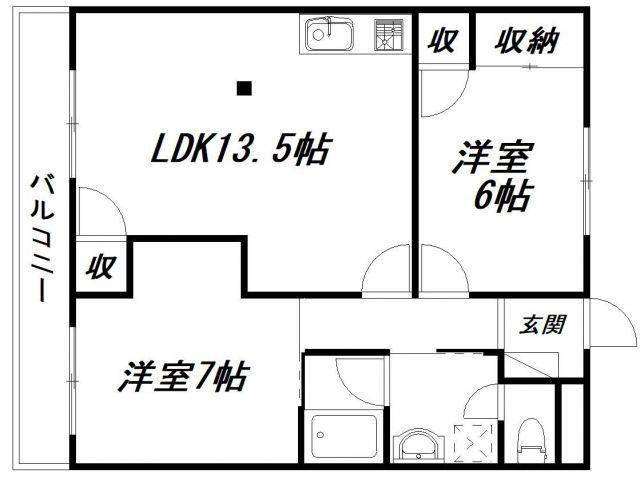 パークサイド高木(2LDK/3階)の間取り写真