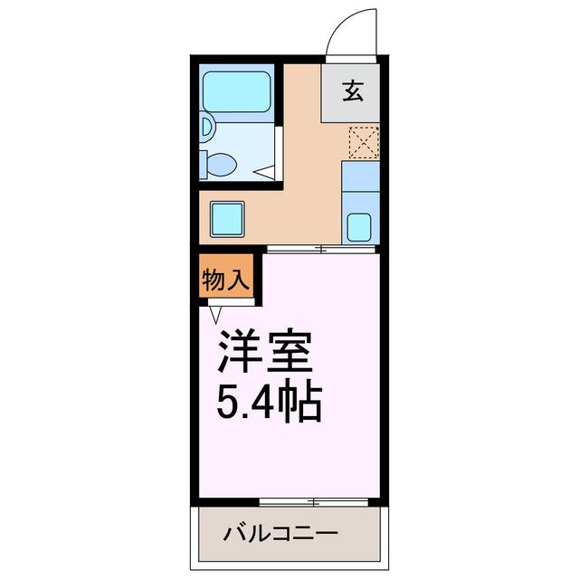 シャトル南(1K/1階)の間取り写真