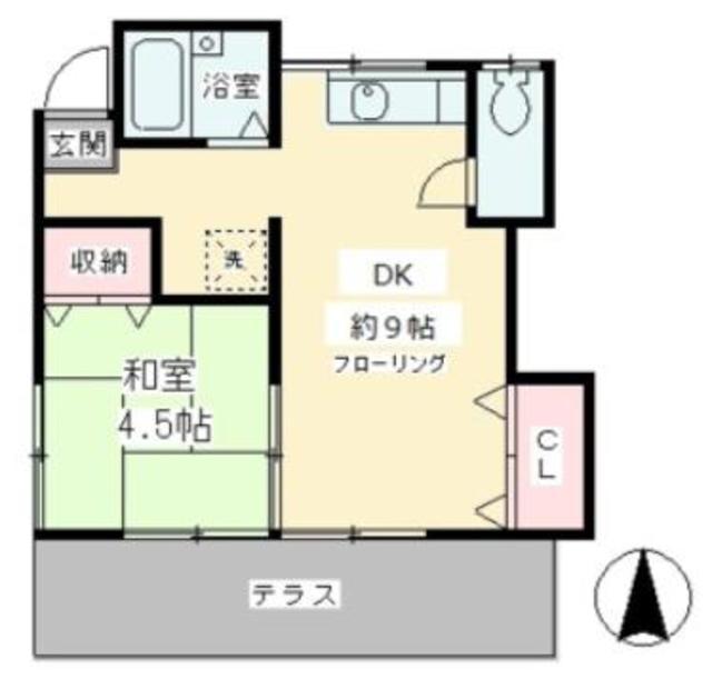 DAIMOTO壱番館 A棟(1LDK/1階)の間取り写真
