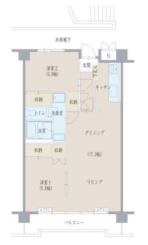 大手町ビル(2LDK/5階)の間取り写真