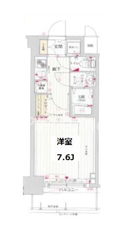 サムティ本町橋2MEDIUS(1K/5階)の間取り写真