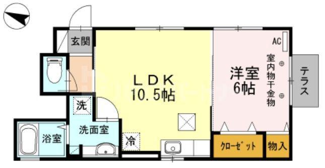 バンビーニ(1LDK/1階)の間取り写真