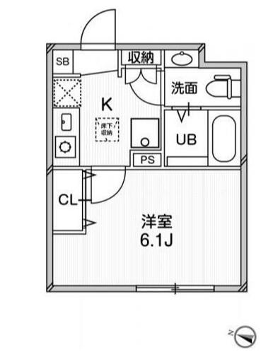 ルク―ル平和台(1K/1階)の間取り写真