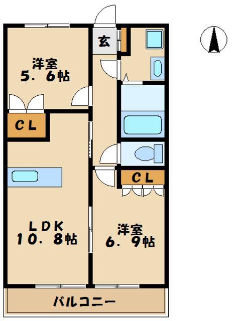 ネオ シュトラーゼ(2LDK/1階)の間取り写真