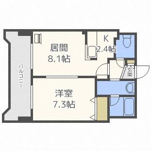 デュアンジュ北円山(1LDK/3階)の間取り写真