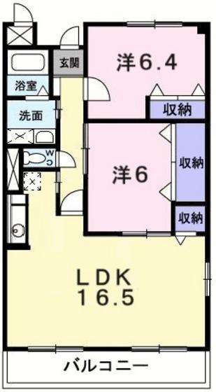 モラーダ上安(2LDK/3階)の間取り写真