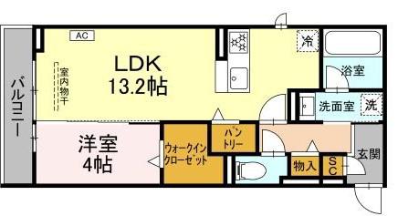 グラシオン(1LDK/2階)の間取り写真