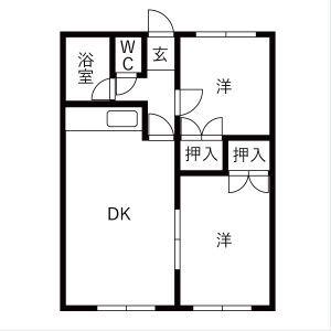 ガーデンプレイス(2DK/3階)の間取り写真