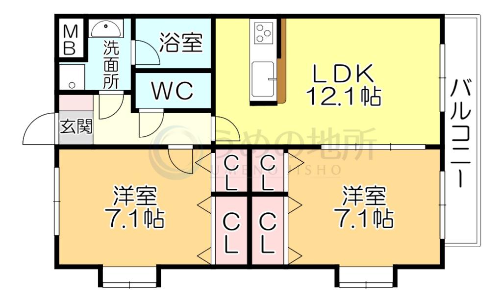 インポート久留米ルビーV(2LDK/3階)の間取り写真