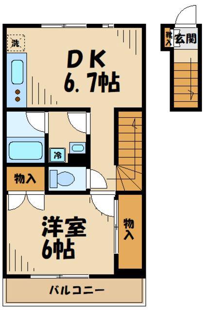カノンコート(1DK/2階)の間取り写真