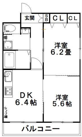 グラースビ高島平(2DK/4階)の間取り写真