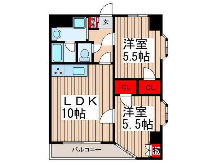 リヴェール睦(2LDK/2階)の間取り写真