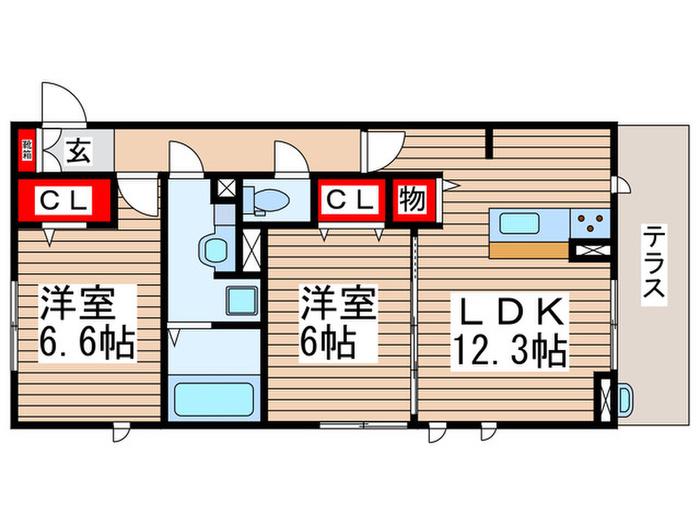 エールパラストアインツ(2LDK/1階)の間取り写真