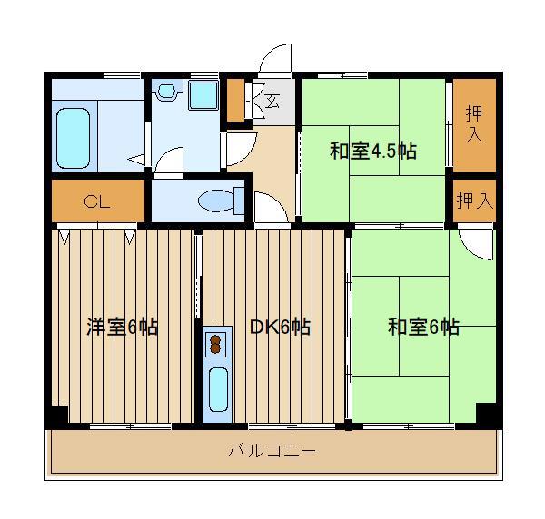 メゾン花小金井(3DK/3階)の間取り写真