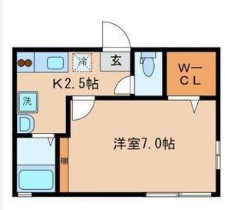 パルーム(1K/2階)の間取り写真