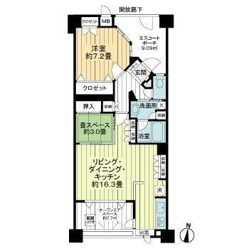 グランシティ上用賀(2LDK/5階)の間取り写真