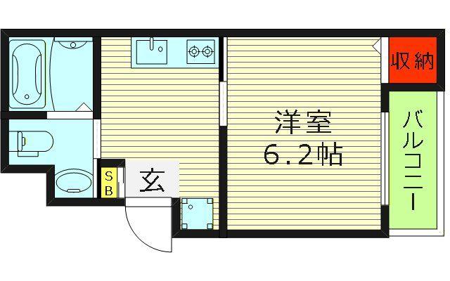 YS玉造(1K/2階)の間取り写真