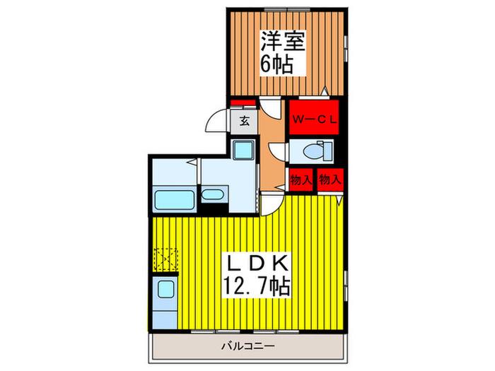 プルミエ B(1LDK/3階)の間取り写真
