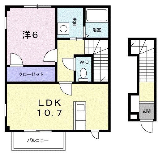 イノセントエンジェル(1LDK/2階)の間取り写真