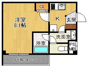 AILE稲野(1K/3階)の間取り写真