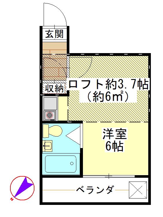 ピッコロANO1(ワンルーム/1階)の間取り写真