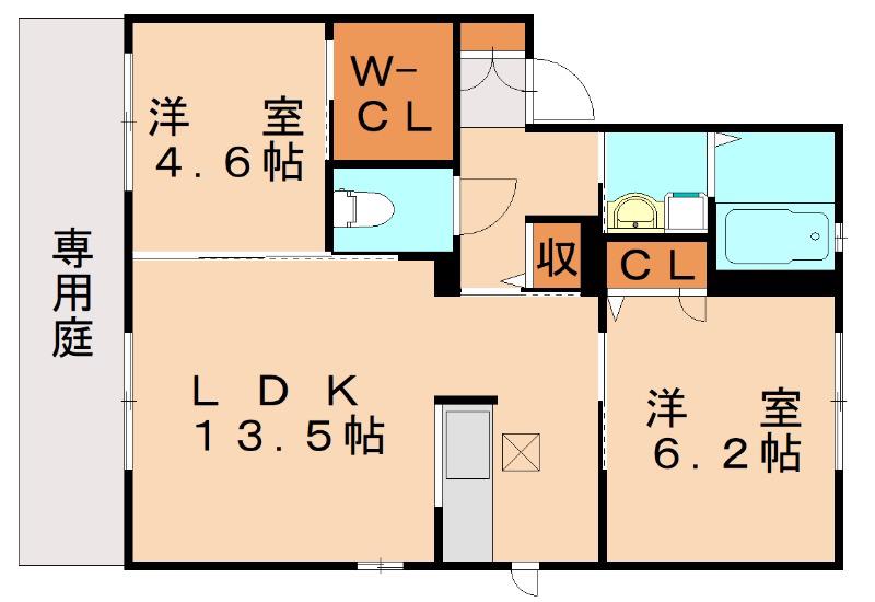 スクーデリア2007 D棟(2LDK/2階)の間取り写真