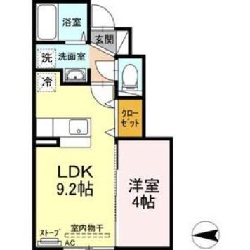 コンフォート(1LDK/2階)の間取り写真