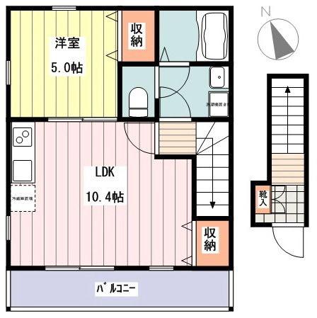 RUHE A(1LDK/2階)の間取り写真