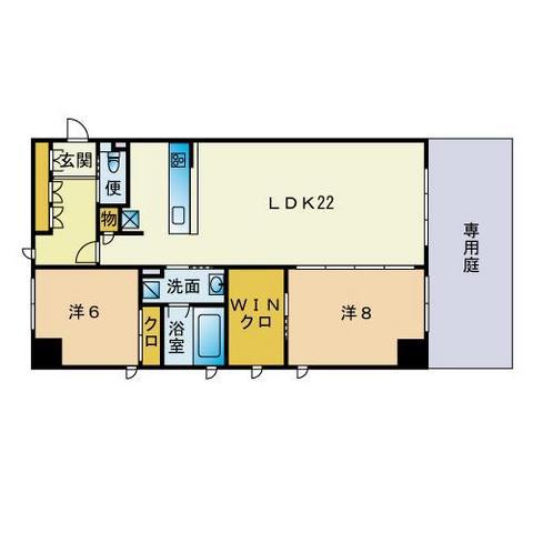 グランドクレア大濠(2LDK/1階)の間取り写真