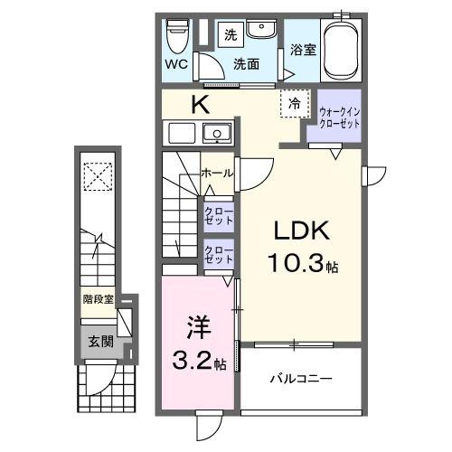 バルーン フラワー(1LDK/2階)の間取り写真