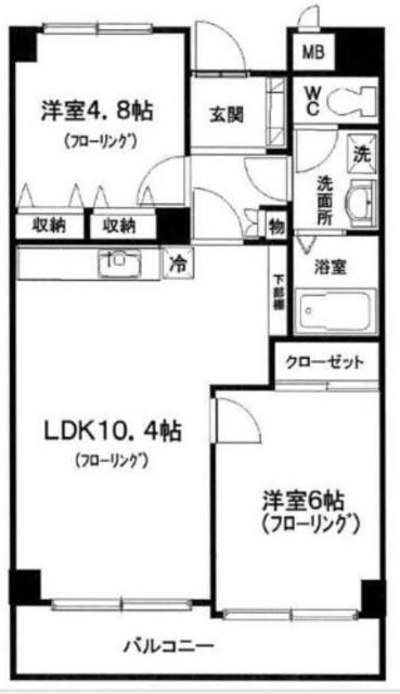 ライオンズシティ川口(2LDK/6階)の間取り写真
