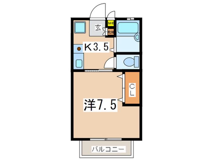 グランデ 三ツ沢(1K/2階)の間取り写真