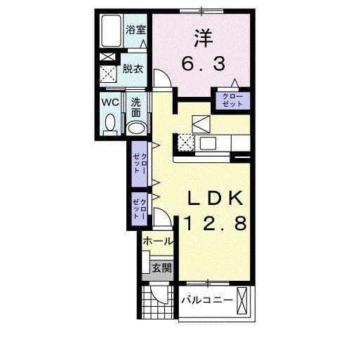 エストレーブ里 II(1LDK/1階)の間取り写真