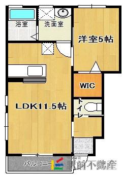 クオーレ(1LDK/1階)の間取り写真