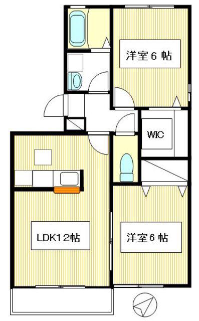 ソレーユII(2LDK/1階)の間取り写真