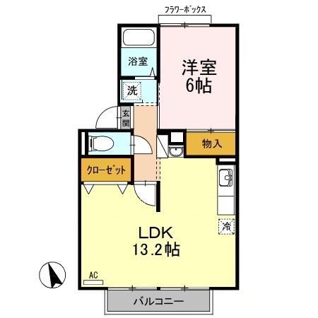 スカイコート38(1LDK/2階)の間取り写真