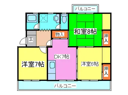 第一保陽ビル(3DK/4階)の間取り写真