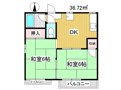 ノゾミハイツ(2DK/2階)の間取り写真