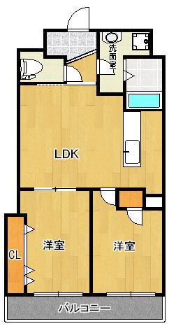 ギャラン井堀(2LDK/9階)の間取り写真