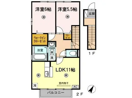 シュプルング黒川 A棟(2LDK/2階)の間取り写真