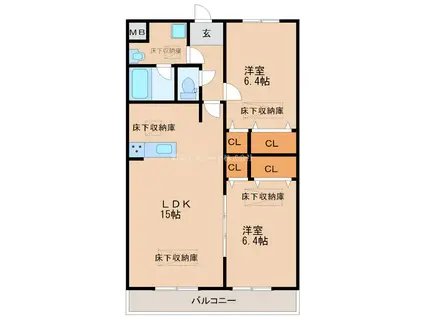 ルネスコート NEW R(2LDK/1階)の間取り写真