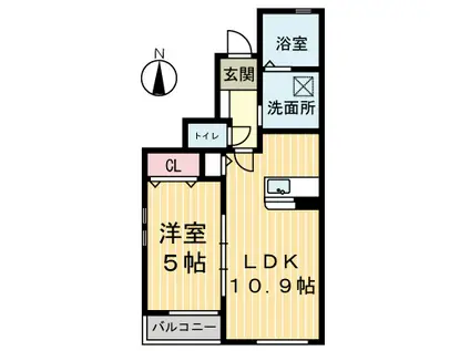 グリーンガーデンII A棟(1LDK/1階)の間取り写真