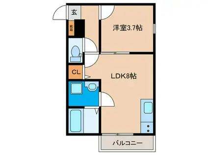 FERVORE土井(1LDK/2階)の間取り写真