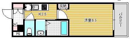 グランパシフィック難波南II(1K/2階)の間取り写真